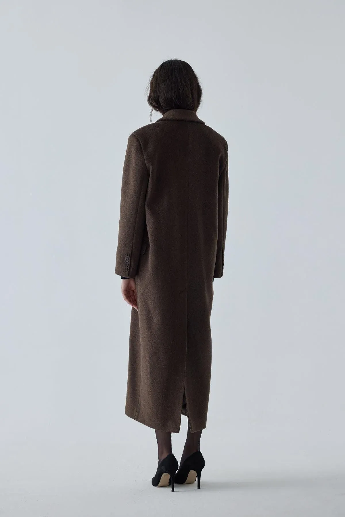 Brown Black Maxi Cashmere Coat
