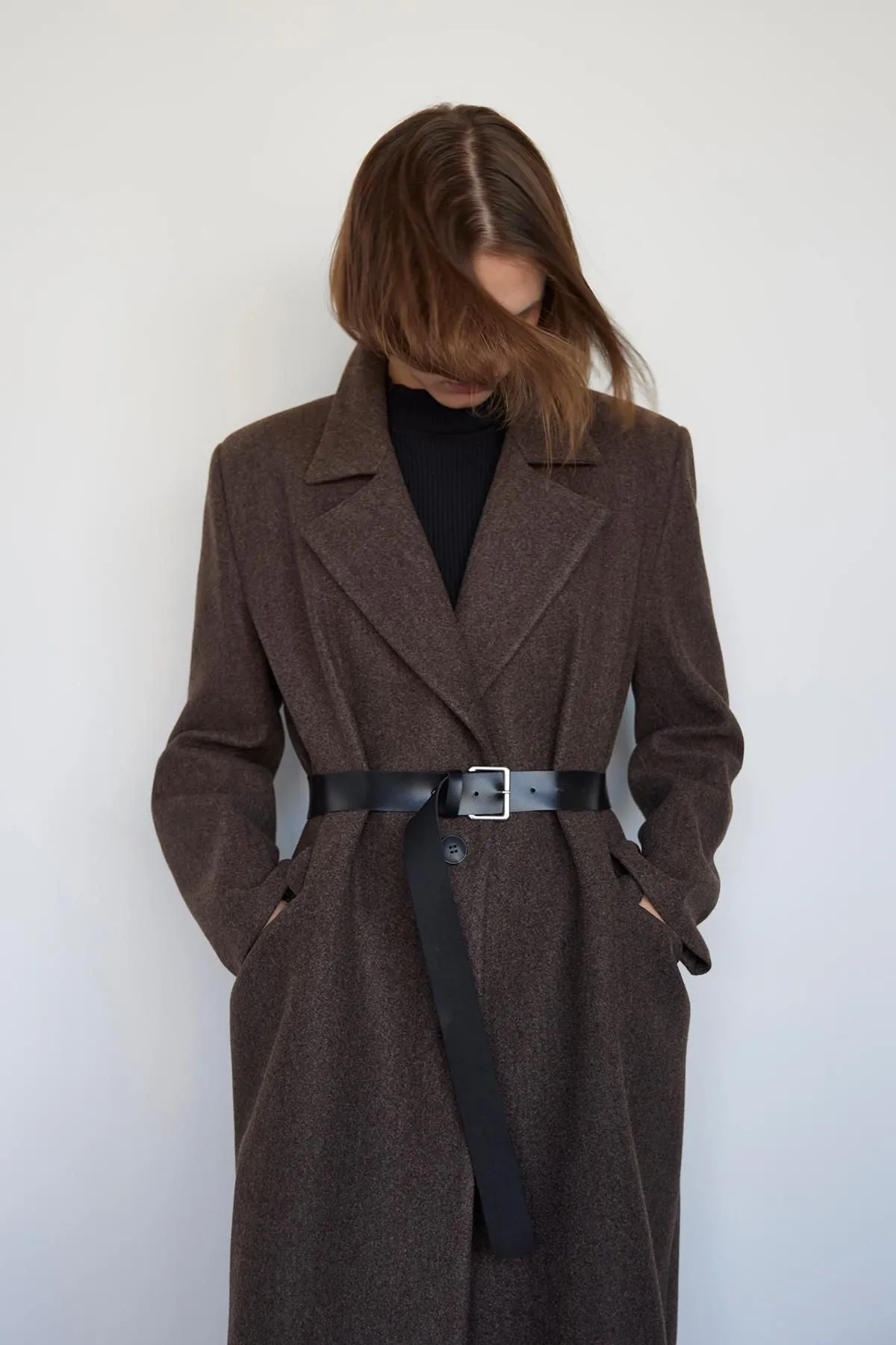 Brown Black Maxi Cashmere Coat