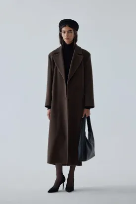 Brown Black Maxi Cashmere Coat