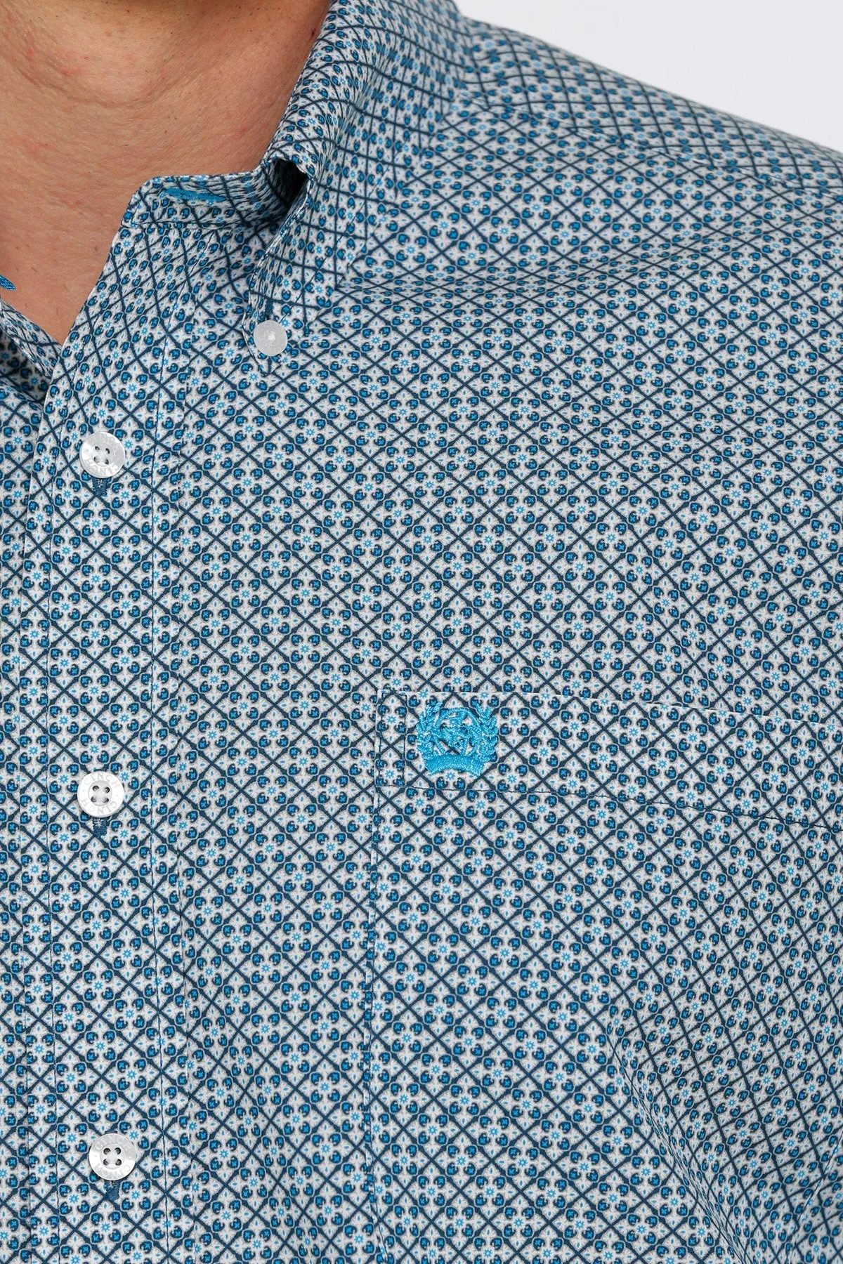 Cinch Mens Medallion Print Button Down L/S Shirt - MTW1105405