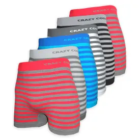 Crazy Cool Stretches Seamless Mens Boxer Briefs Underwear 6-Pack Set - Stripes