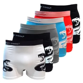 Crazy Cool Stretches Seamless Mens Boxer Briefs Underwear 6-Pack Set - Vipers