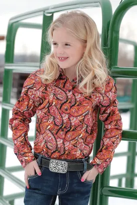 Cruel Girl Girls Paisley Print Western L/S Shirt - Black/Pink - CTW3220037