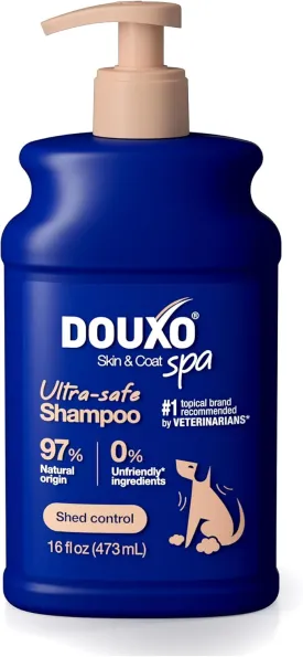 DOUXO Skin & Coat SPA - Ultra-Safe Dog Shed Control Shampoo, 16 fl oz, Reduces Excessive Shedding, Cleans and Hydrates The Skin, Leaves The Coat Soft, Strengthened and Radiant, Skin-Friendly Formula