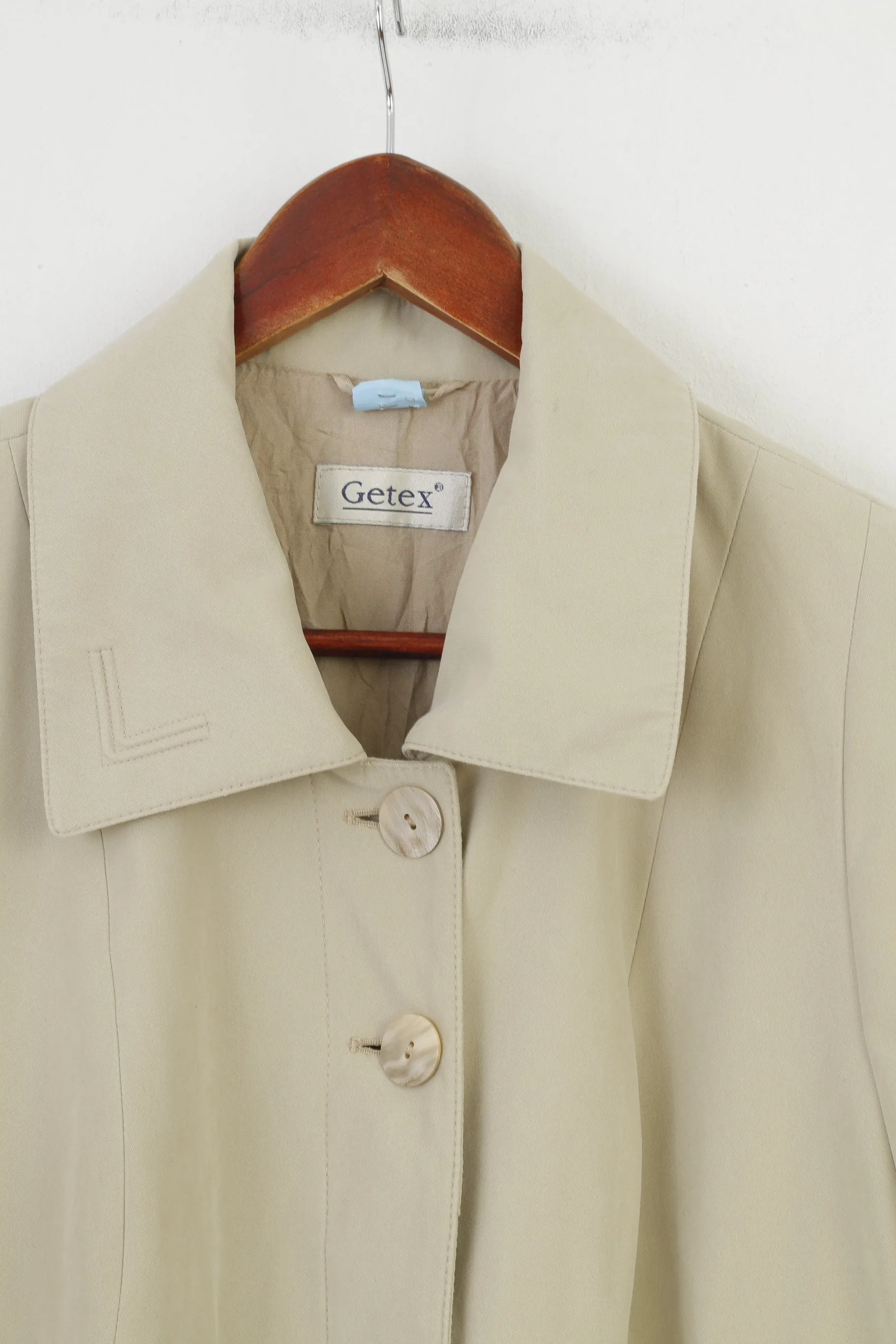 Getex Woman 46 XL Coat Cream Bottoms Collar Long Vintage Top