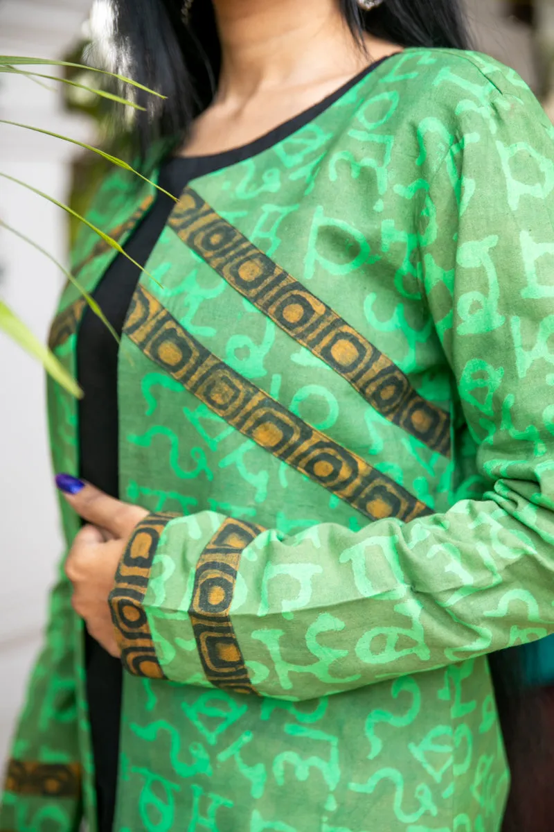 Green Hand Block Printed Cotton Jacket