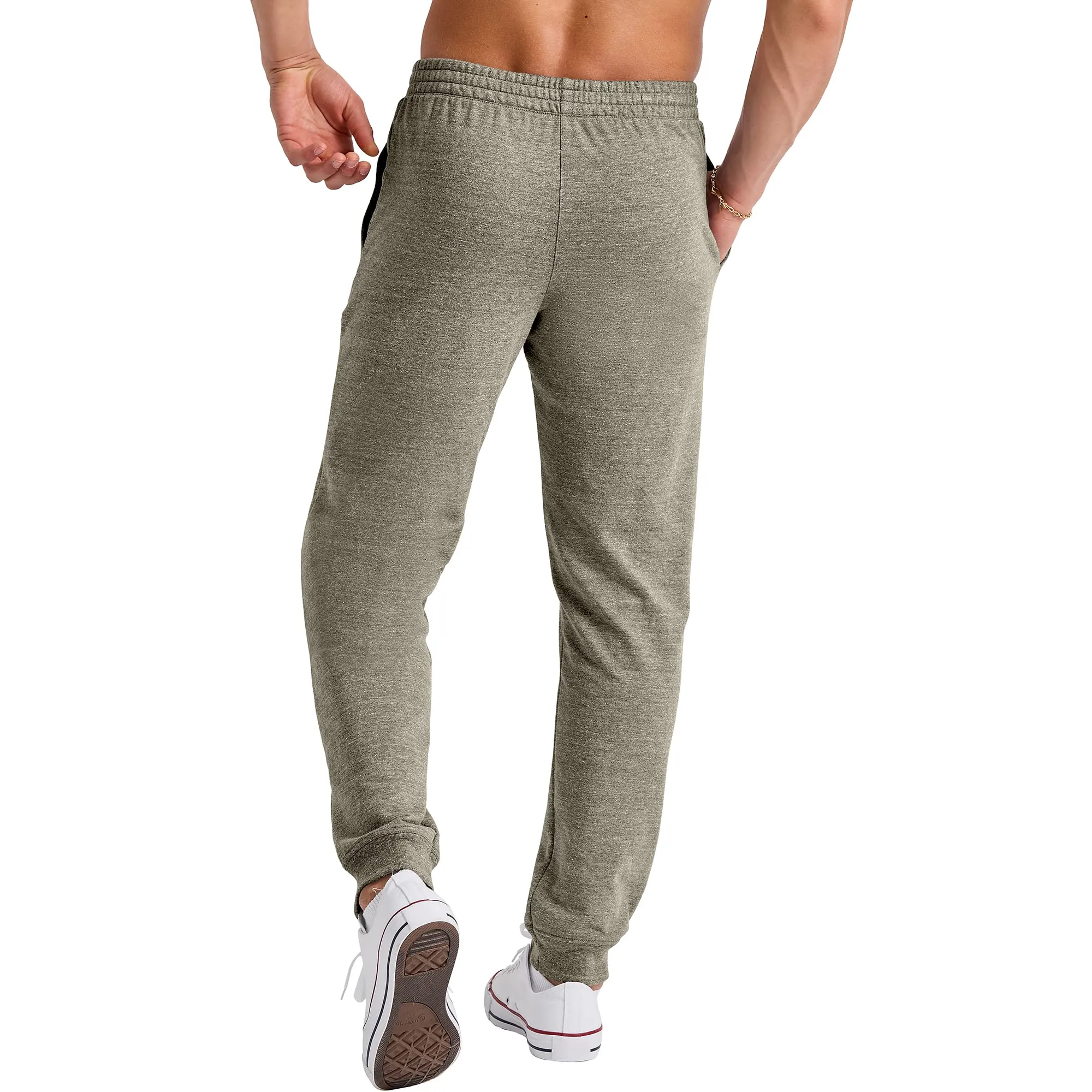 Hanes Men's Originals French Terry Joggers, Lightweight Sweatpants with Pockets, 30" Inseam, Camouflage Green PE Heather, Small