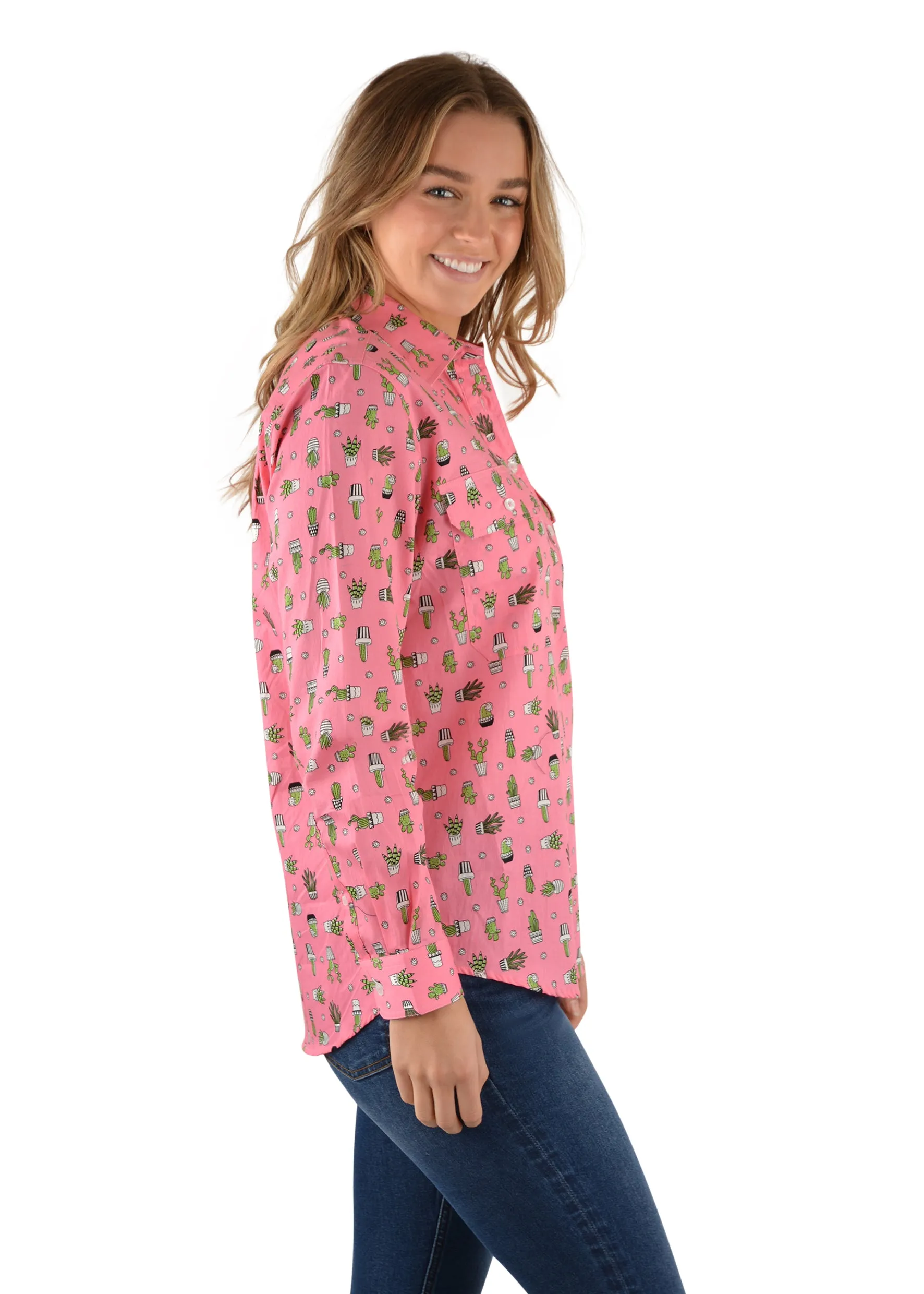 Hard Slog Ladies Frida Half Placket L/S Shirt - H2W2101049