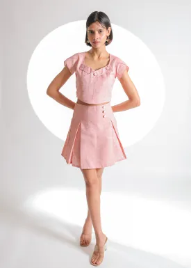 Hermoine Baby Pink Khadi Pleated Skirt