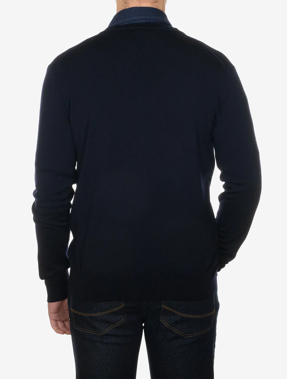 Merino Wool Cardigan Navy
