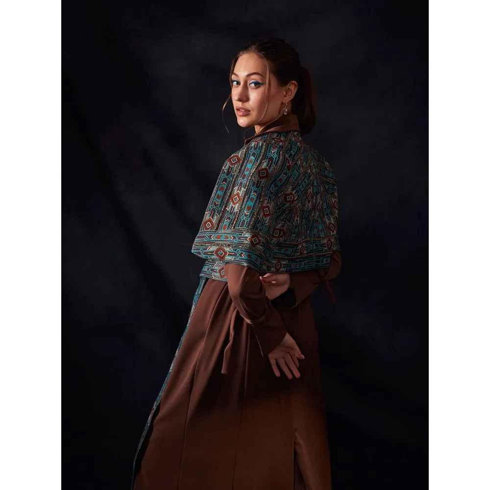 Nikita Mhaisalkar Multi-Colour Trench Coat with Embroidered Belt (Set of 2)