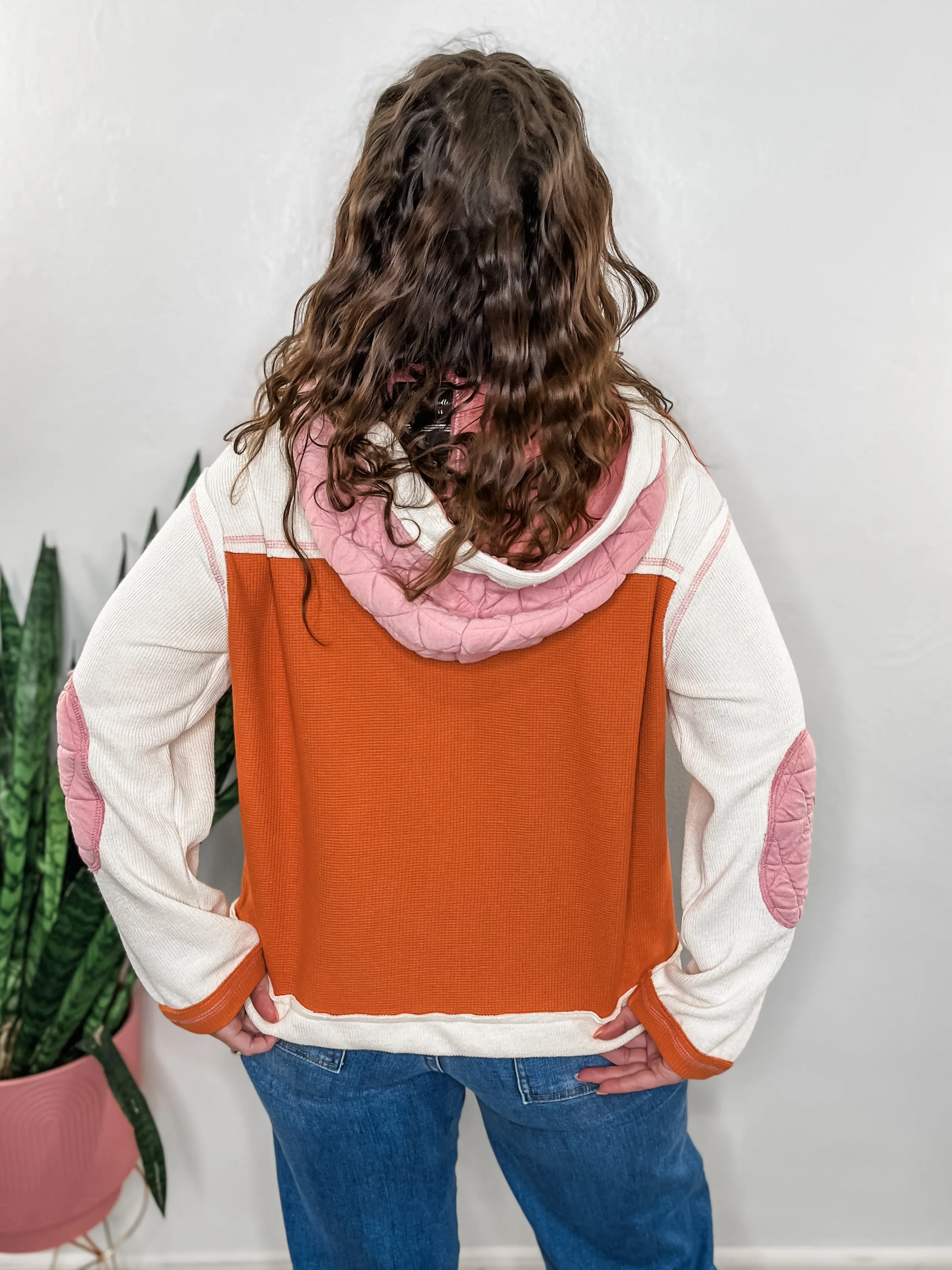 Pink & Orange Textured Patchwork Jacket