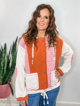 Pink & Orange Textured Patchwork Jacket