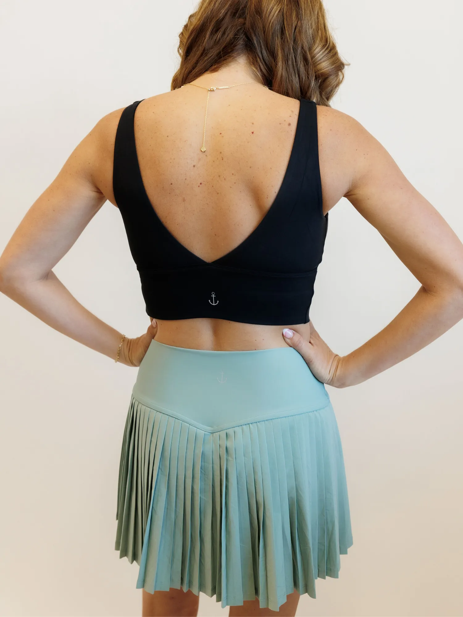 Sage Green "Maddie" Full Pleat Active Skirt with Pockets in Shorts Liner