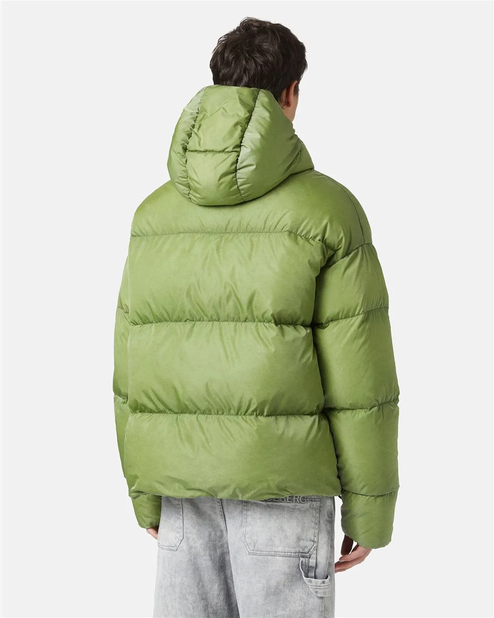 Short down jacket with hood (Green) - I24J11051895762