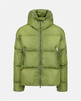 Short down jacket with hood (Green) - I24J11051895762