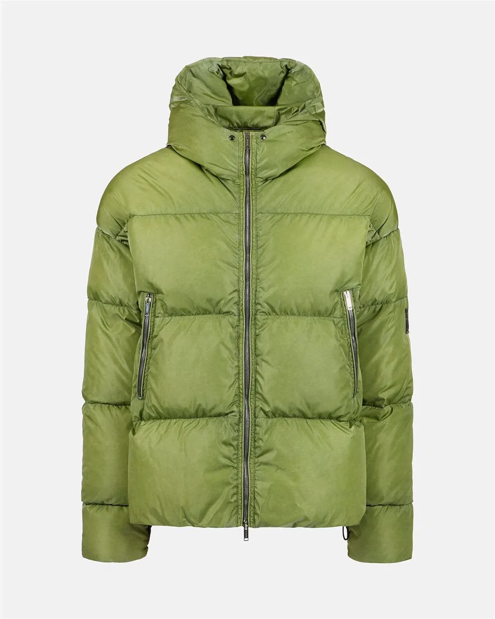 Short down jacket with hood (Green) - I24J11051895762