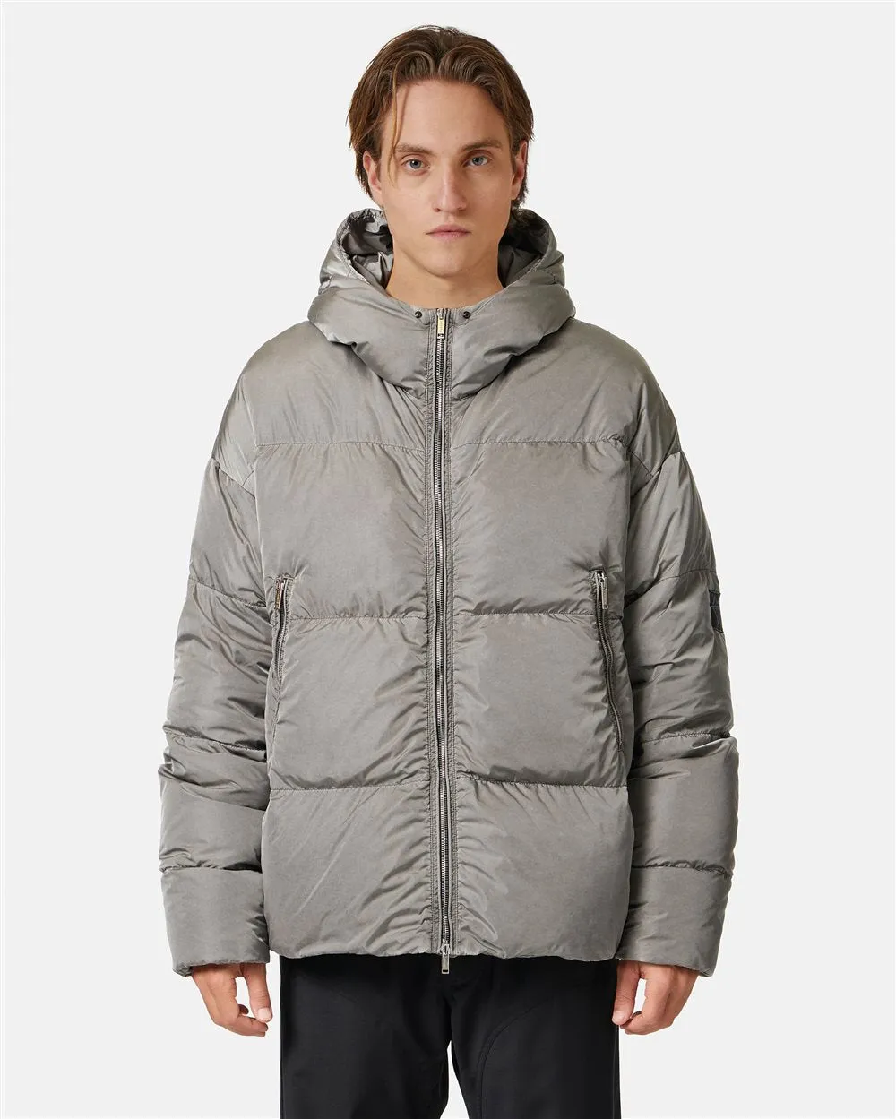 Short Down Jacket With Hood (Grey) - I24J11051898784