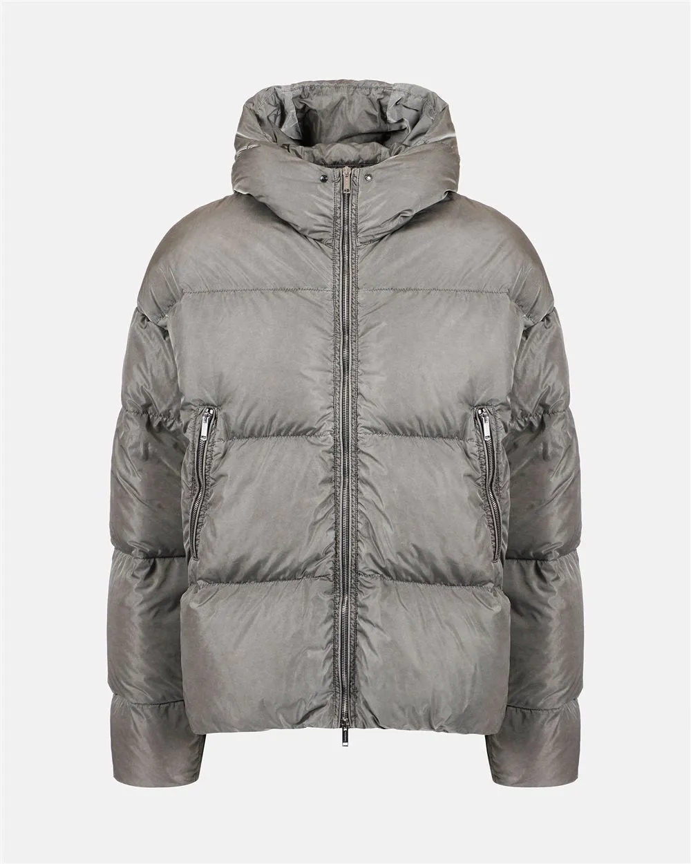 Short Down Jacket With Hood (Grey) - I24J11051898784