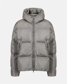 Short Down Jacket With Hood (Grey) - I24J11051898784