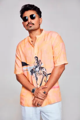 Soul Reflection Printed Pure Linen Short Sleeve Shirt