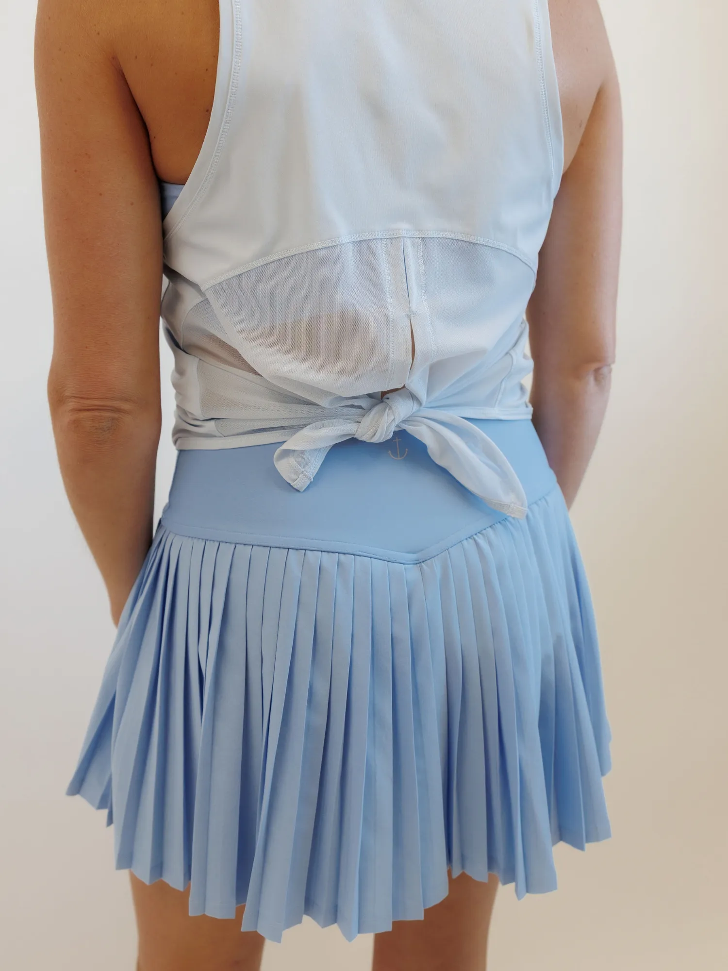 Spring Blue "Maddie" Full Pleat Active Skirt with Pockets in Shorts Liner