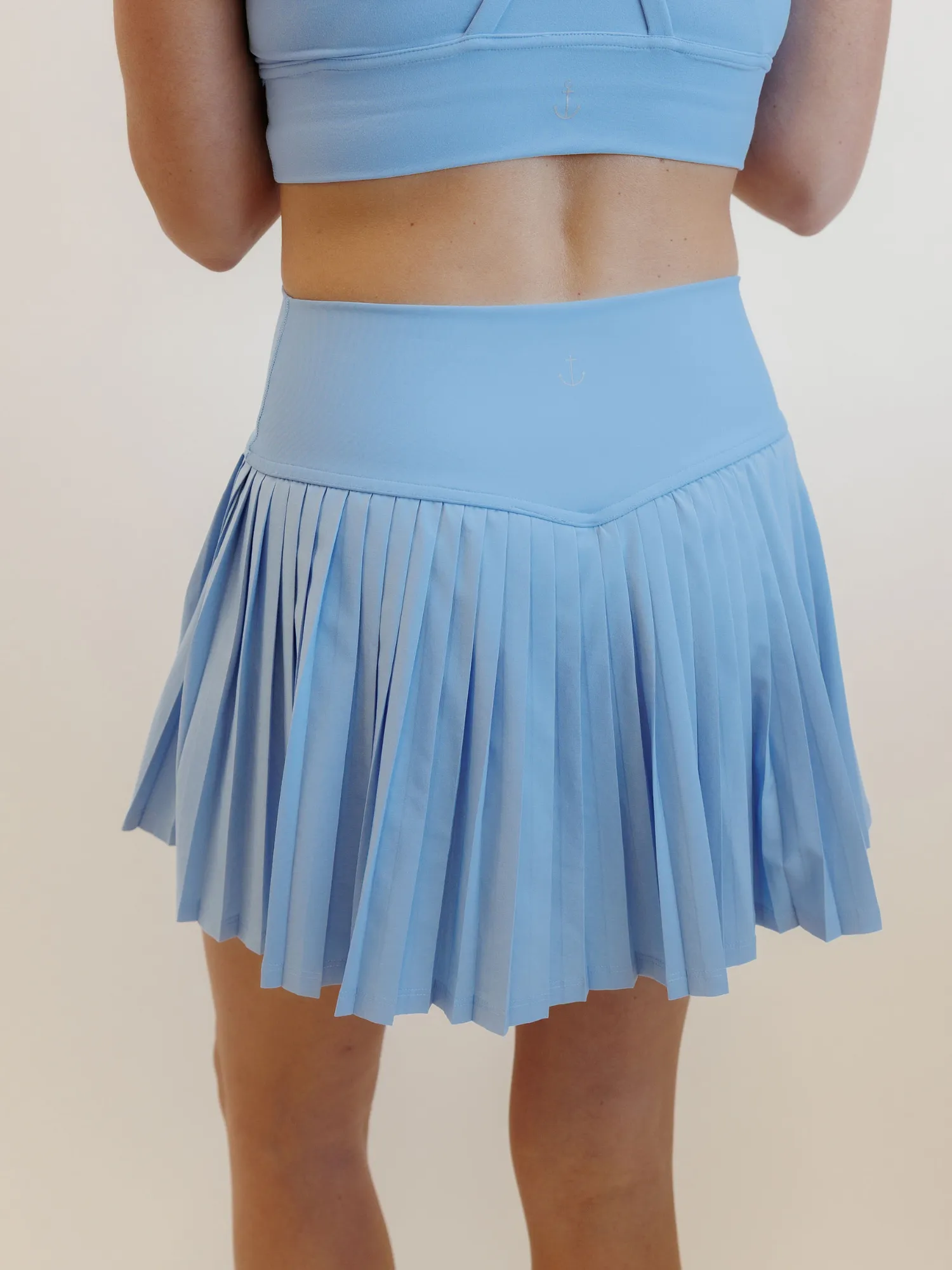 Spring Blue "Maddie" Full Pleat Active Skirt with Pockets in Shorts Liner