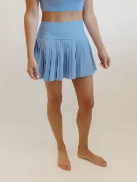 Spring Blue "Maddie" Full Pleat Active Skirt with Pockets in Shorts Liner