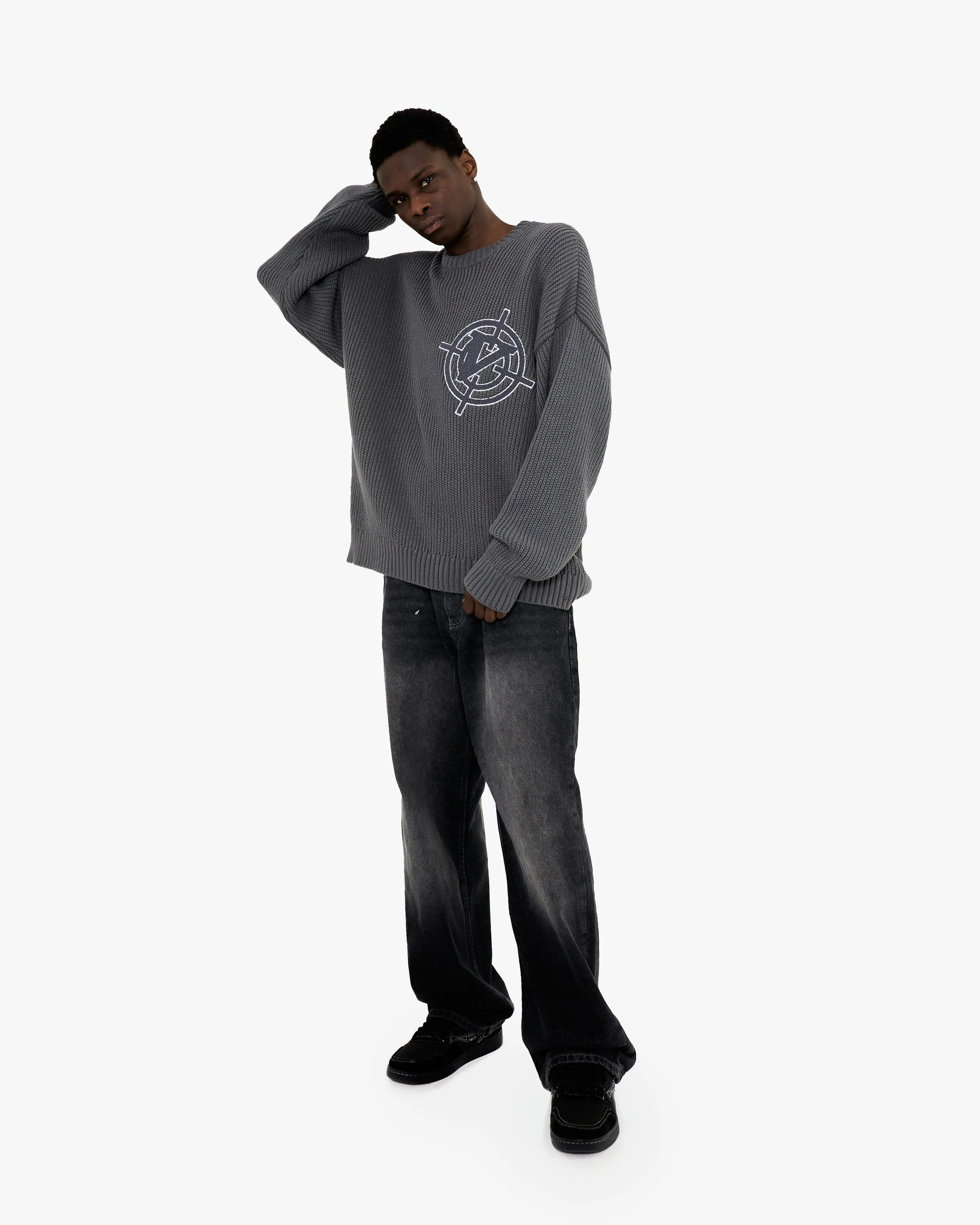 V-LOGO KNITWEAR DARK GREY