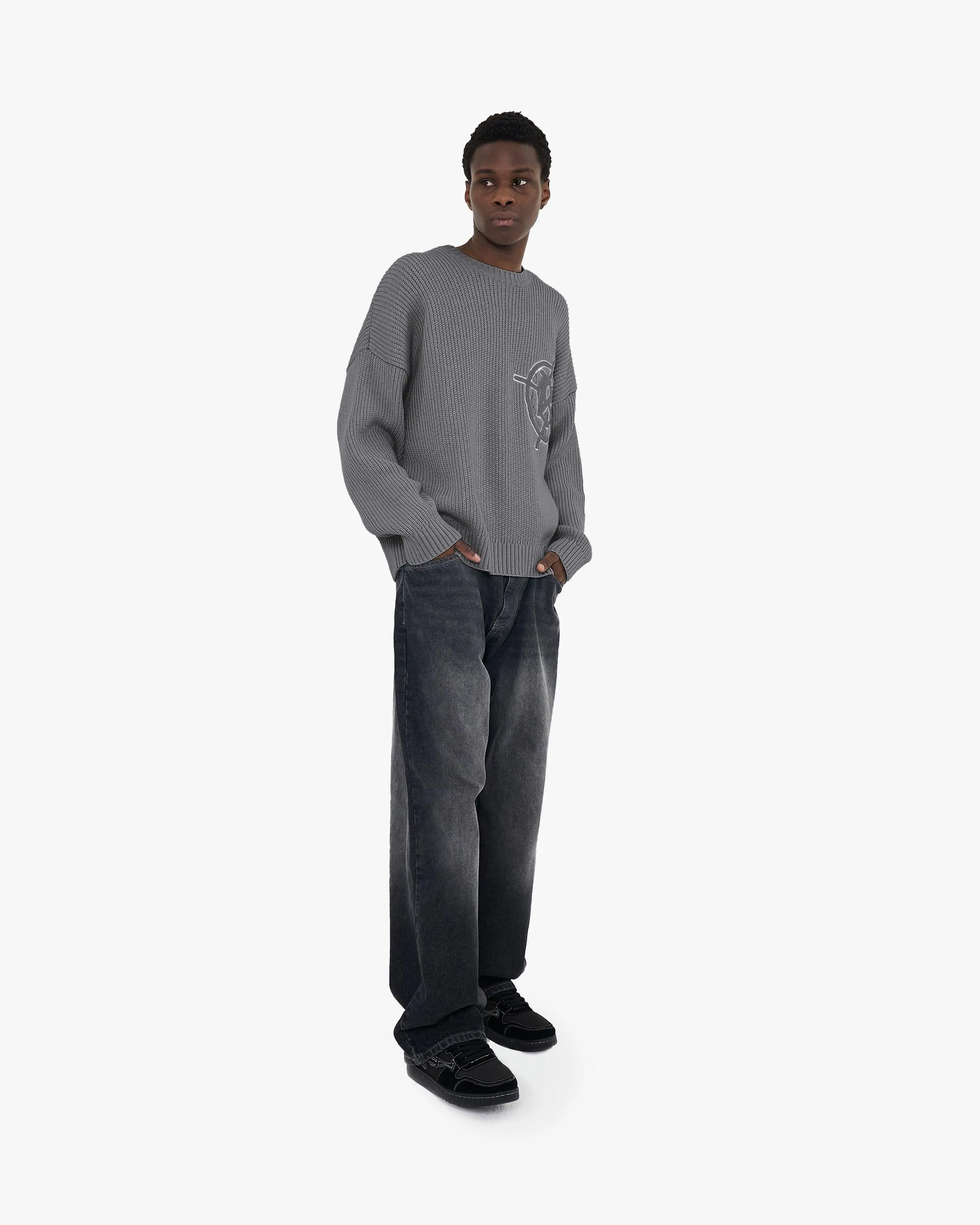 V-LOGO KNITWEAR DARK GREY
