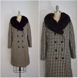 Vintage Milano Off White Tweed Black and White Coat